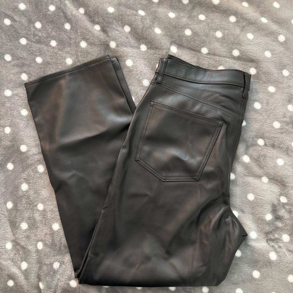 Universal Thread Black Faux Leather High-Rise Straight Pants